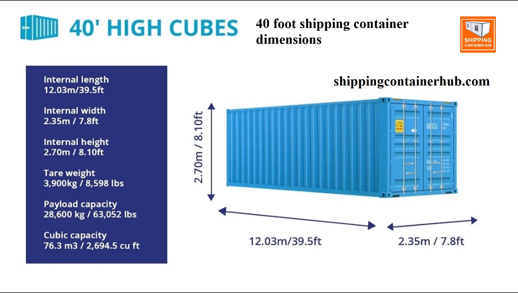 40 foot shipping container dimensions