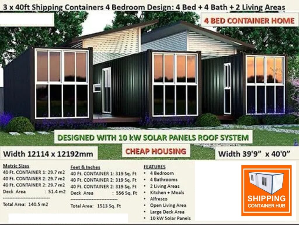 4 bedroom shipping container home plans
